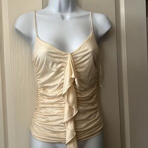 DKNY Ivory Ruffle Tank Top